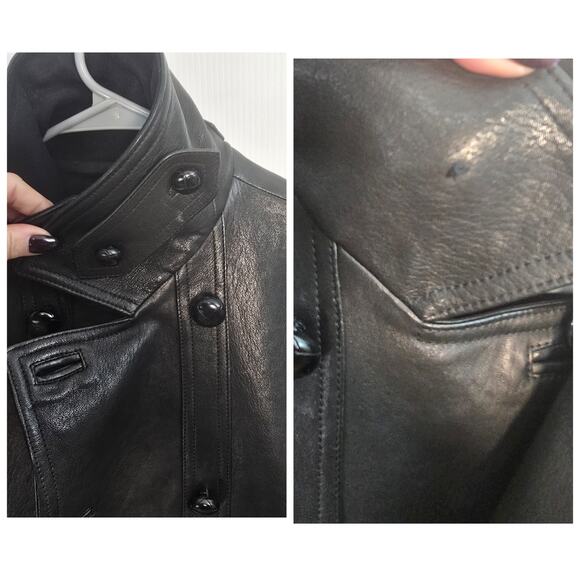 Tom Ford Lambskin Double Breasted Leather Peacoat Jacket Black Italian 48 - Picture 10 of 13